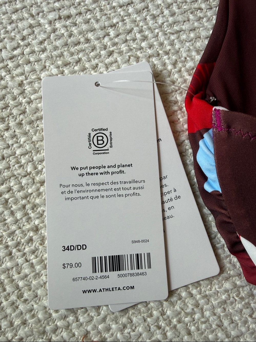 Athleta Burgundy Floral Tankini with Matching Swim Shorts NWT 34D / 34DD -XXS - Picture 5 of 11
